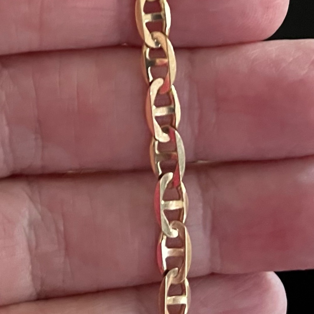 14K Gold Figaro Chain Bracelet - Women's Elegant Gold Link Bracelet Italy - Picture 10 of 11